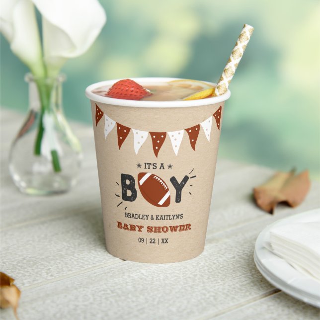 Gobelets En Papier C'est un garçon ! Football Thème Co-ed Baby shower (Insitu)