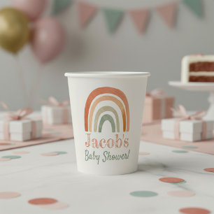 Gobelets En Papier Chaleureux Pastel Rainbow Watercolor Baby shower