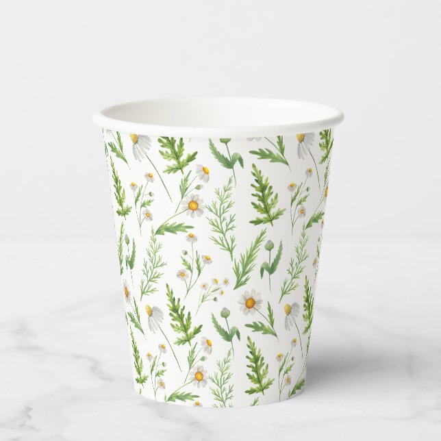 Gobelets En Papier Chamomile Fleur Botanique Rustique Motif (Recto)
