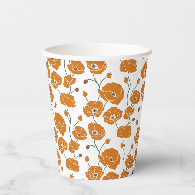 Gobelets En Papier Champ de pavots orange (Recto)