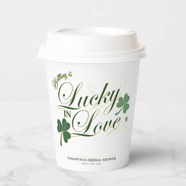 Gobelets En Papier Chanceux en amour Saint-Patrick Mariage Moderne  (Recto)