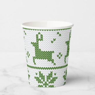 Gobelets En Papier Chandail de Noël Knit Green Deer Snowflake