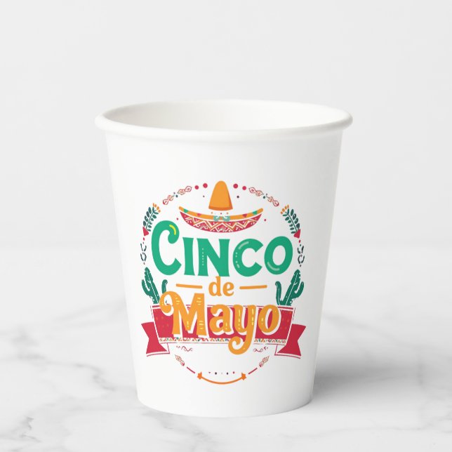 Gobelets En Papier Chapeau de fête de Cinco de Mayo (Recto)