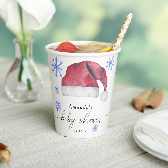 Gobelets En Papier Chapeau de Père Noël - Baby shower  (Insitu)