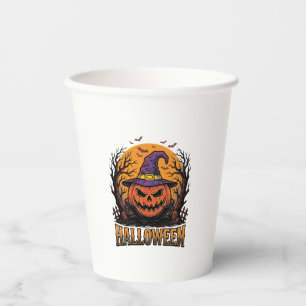 Gobelets En Papier Chapeau de sorcière de citrouille Halloween vintag