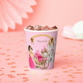Gobelets En Papier Chariot de Château de Princesse Royale Rose Or Fil