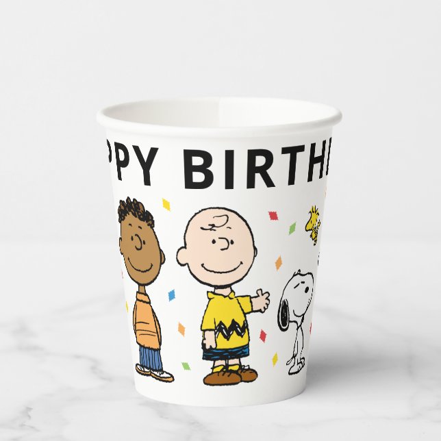 Gobelets En Papier Charlie Brown et Gang Confetti (Gauche)