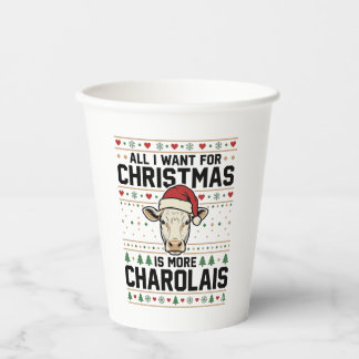 Gobelets En Papier Charolais Vache de Noël Sweater Horrible Design Ve