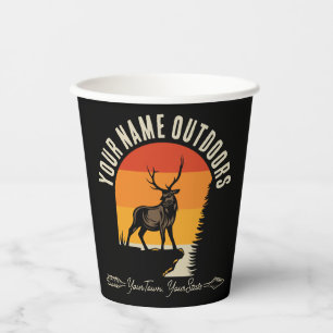 Gobelets En Papier Chasse AJOUTER LE NOM À L'Extérieur Deer Elk Wilde