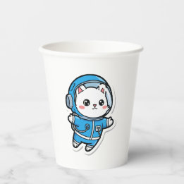 Gobelets En Papier Chat astronaute mignon