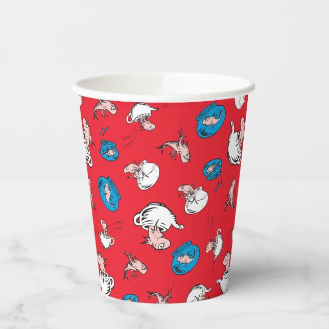 Gobelets En Papier Chat Dans Le Casquette | Le Motif rouge poisson (Gauche)