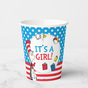 Gobelets En Papier Chat dans le Chapeau C'est une fille Baby Shower