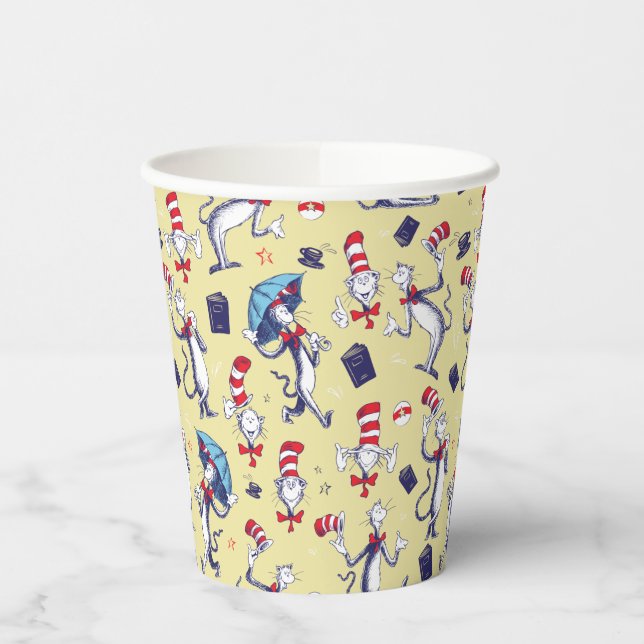 Gobelets En Papier Chat dans le Chapeau | Motif Jaune (Gauche)