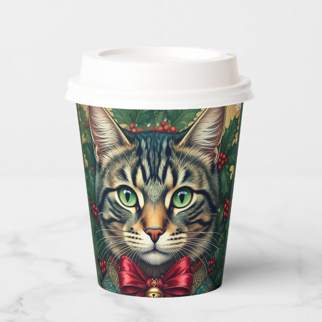 Gobelets En Papier Chat de Noël 2024 (Recto)