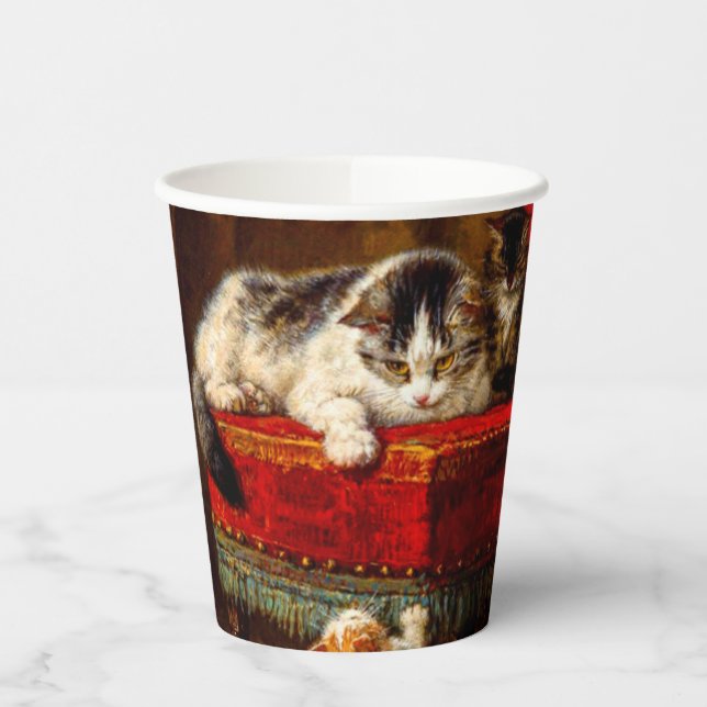 Gobelets En Papier Chat et chatons Jouer avec chaise (Gauche)