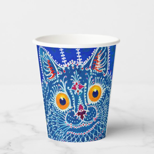 Gobelets En Papier Chat gothique bleu (Recto)