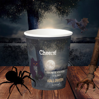 Gobelets En Papier Chat noir de l'Halloween Brew de sorcière