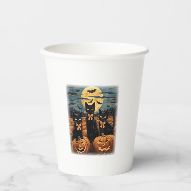 Gobelets En Papier Chat noir Halloween Coquette Chat Chat Halloween C (Recto)