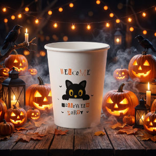 Gobelets En Papier Chat noir mignon Halloween