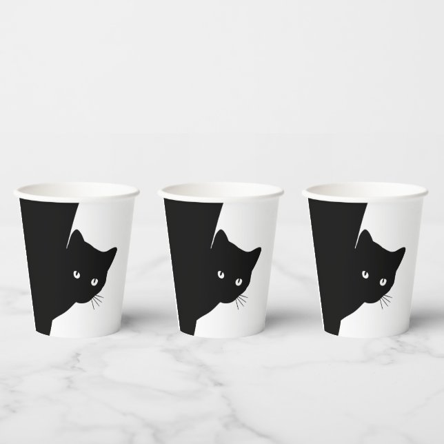 Gobelets En Papier Chat noir rusé (Multi)