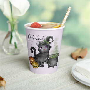 Gobelets En Papier Chat noir sorcière Vibes sorcières