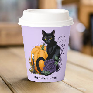 Gobelets En Papier Chat noir violet Rose Citrouille Halloween