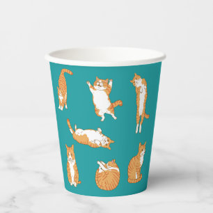 Gobelets En Papier Chat orange mignon poses