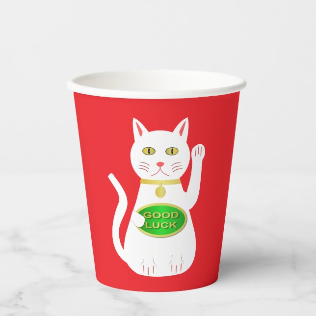 Gobelets En Papier Chat Oriental Lucky (Recto)