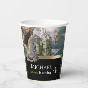 Gobelets En Papier Château médiéval de Dragon de Bronze Anniversaire 