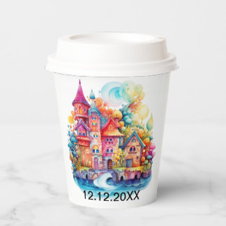 Gobelets En Papier Château Rose Rêve Monde de Rêve