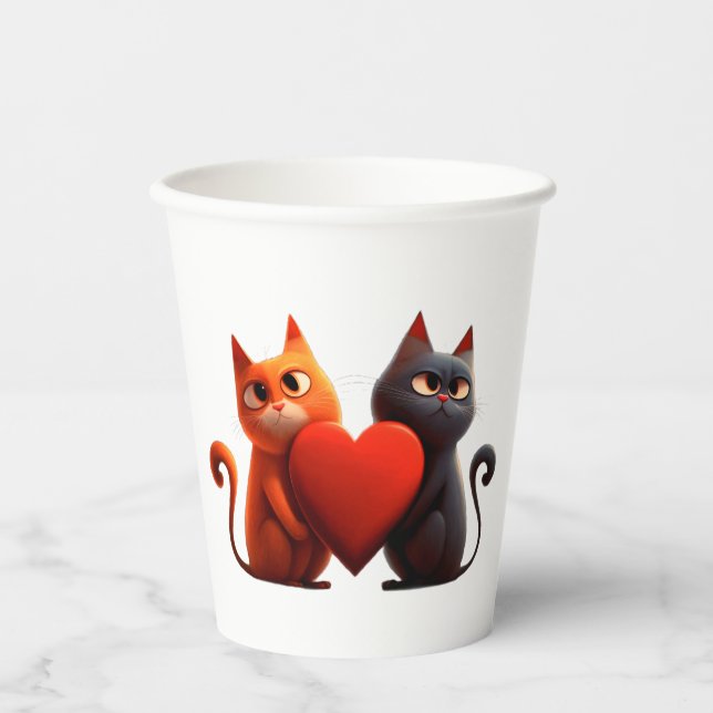 Gobelets En Papier Chats, Coeur, animal (Recto)
