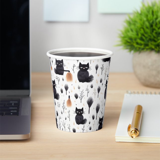 Gobelets En Papier Chats d'Halloween (Insitu)