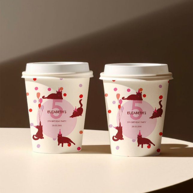 Gobelets En Papier Chats Drôles Anniversaire Parfait (Créateur téléchargé)