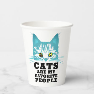 Gobelets En Papier Chats drôles sont ma typo préférée teal noir humou