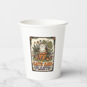 Gobelets En Papier Chats Et Plantes Chat Plantes Cottagecore Vintage