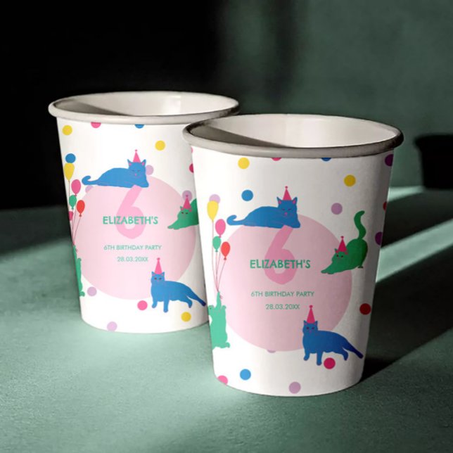 Gobelets En Papier Chats joueurs Anniversaire Purrfait (Créateur téléchargé)
