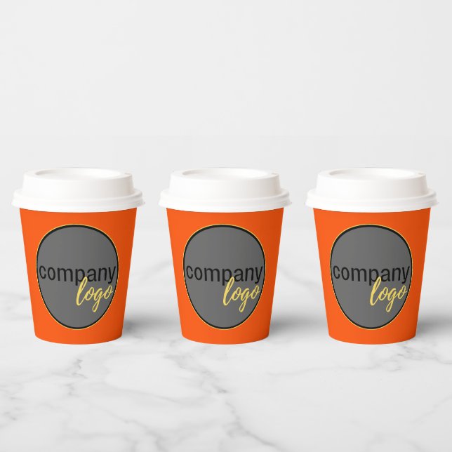 GOBELETS EN PAPIER CHAUD ORANGE SIMPLE ENTREPRISE LOGO ENTREPRISE MAR (Multi)