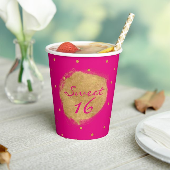 Gobelets En Papier Chaud rose sucré 16 Partie (Insitu)