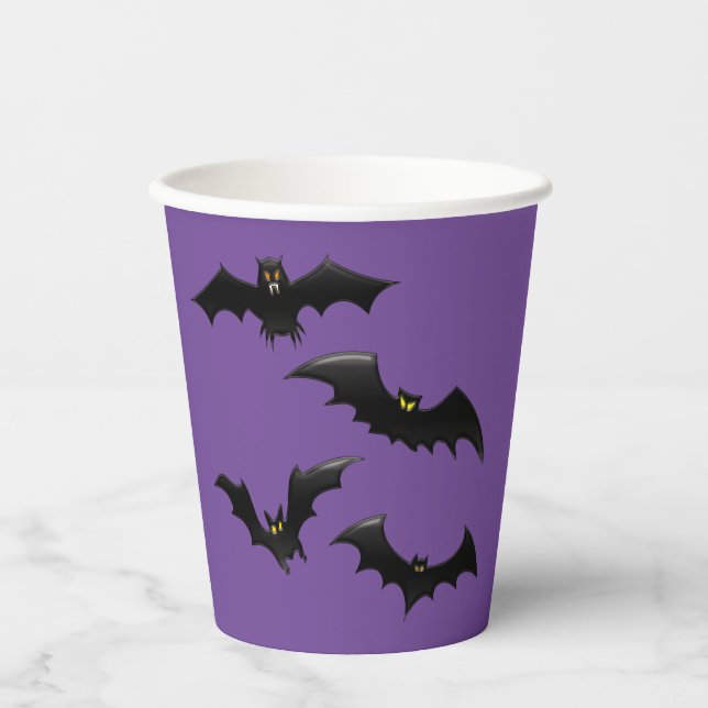 Gobelets En Papier Chauve-souris d'Halloween (Recto)