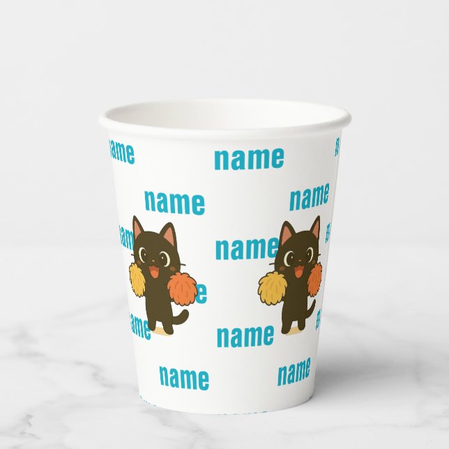 Gobelets En Papier Cheering Black Cat (Verso)