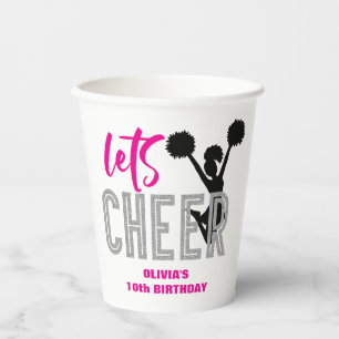 Gobelets En Papier Cheerleading Rose Argent Noir Anniversaire de Chee