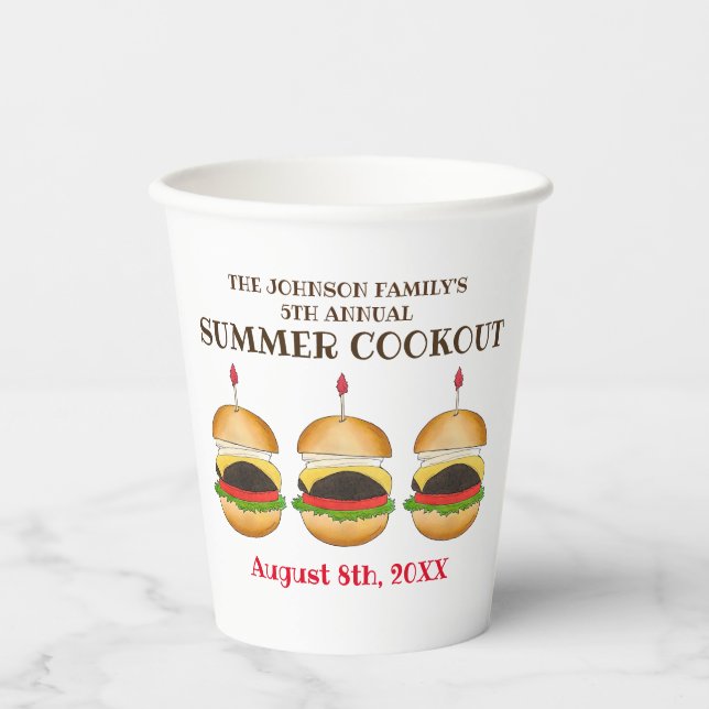 Gobelets En Papier Cheeseburger Hamburger Burger Pique-nique Barbecue (Recto)