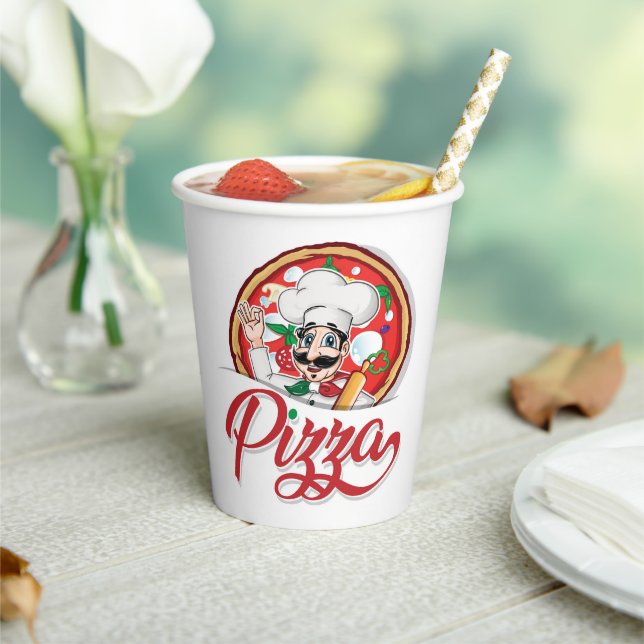Gobelets En Papier Chef de pizza italien   (Insitu)