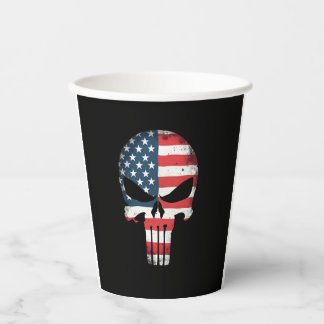 Gobelets En Papier Chemise 4 juillet pour femmes hommes crâne drapeau