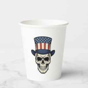 Gobelets En Papier Chemise de conception de crâne patriotique gravure