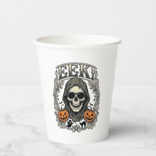 Gobelets En Papier Chemise graphique crâne Halloween Gravure vintage
