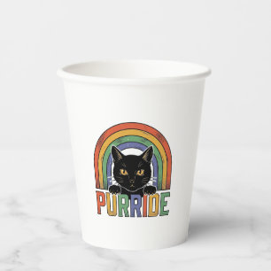 Gobelets En Papier Chemise Vintage Purride Chat Noir Arc-en-Ciel Desi