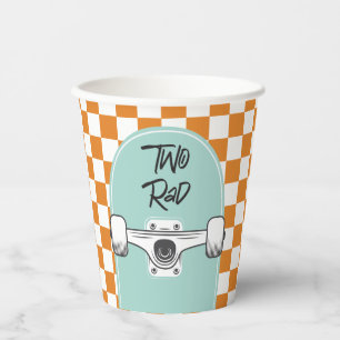 Gobelets En Papier Chèque Orange Rétro de Skate Deux Rad