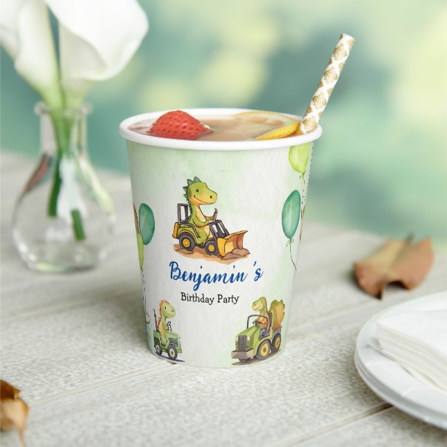 Gobelets En Papier Cher dinosaure de construction ballon de camion de (Insitu)