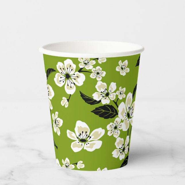 GOBELETS EN PAPIER CHERRY BLOSSOM - SAKURA (MATCHA GREEN) (Recto)